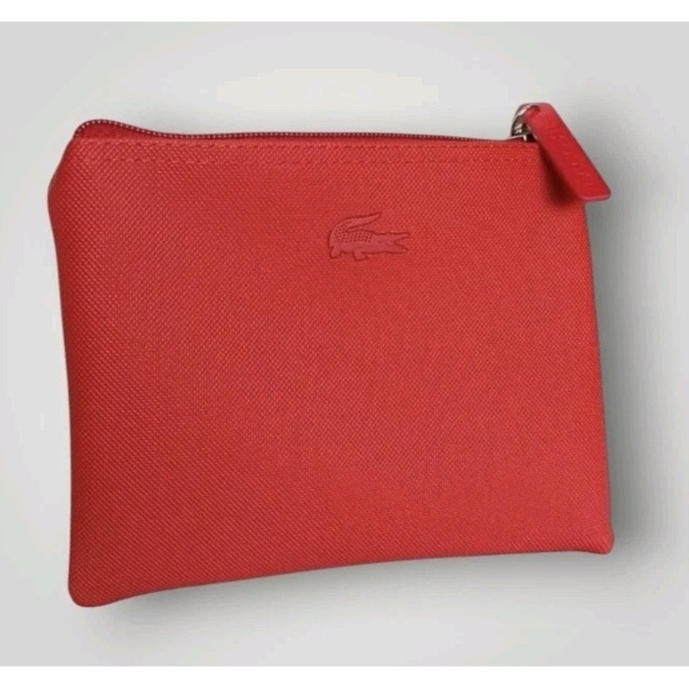 Lacoste For Turkish Airlines Mini Bag Pouch Red Rubberized Cosmetic Toiletry
